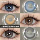 Qfdian  1 Pair Myopia 0~-8.00 Degree Color Contact Lenses for Eyes Natural Lenses with Prescription Diopter Eye Contacts Yearly