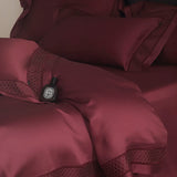 Qfdian 4Pcs Luxury Embroidery 1000TC Lyocell Eucalyptus Fiber Soft Silky Bedding Set Duvet Cover Set Bed Sheet/Fitted Sheet Pillowcases