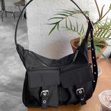 Qfdian Y2k Aesthetic Vintage Pockets Handbags All Match Women Streetwear Fashion Underarm Bag Simple Casual Chic Shoulder Bags Japanese