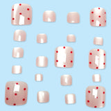 Qfdian  24pcs Light Pink Cat's Eye Press On Nails For Foot Simple Red Wave Point Decor False Toenails Korean Style Summer Fake Toenail