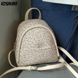 Qfdian Women Students Kawaii Cute Mini Backpack Preppy Sweet Flower Print Chic Schoolbags Korean Y2k Aesthetic Fashion Girls Backpacks