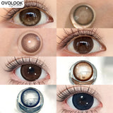 Qfdian  2pcs Blue Bow Brown Bow Contact Lenses For Makeup Eyes Naturl Eye Color Lenses Beauty Cosmetics Pupils Gray Brown Lenses