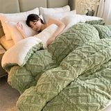 Qfdian  High End Thickened Winter Warm Blankets for Beds Artificial Lamb Cashmere Weighted Blanket Thicker Warmth Duvet Quilt Comforter