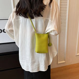 Qfdian Women PU Leather Small Crossbody Bag Fashion Designer Cell Phone Bag Lightweight Simple Shoulder Bag Ladies Travel Purse