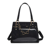 Qfdian Japanese Sweet Kawaii Women's Handbags Transparent Casual Streetwear Ita Bags Y2k Aesthetic Chic All Match Shoulder Underarm Bag