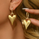 Qfdian  Textured Heart Hoop Earrings Geometry Love Pendant Metal Filigree Earrings Round Ball Women Accessories Hearts Earringdrop Women