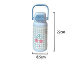Qfdian  700ML Cute Bow Thermo Water Bottle For Girls Portable Handle 316 Double Drinking Outdoor Sports Straw Vacuum Thermal Bottle Gift
