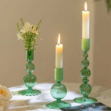 Qfdian  3Pcs Glass Candlestick Holders Glass Taper Candle Holders Groovy Wavy Elegant Candle Stick for Home Party Decoration