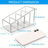 Qfdian  Clear Plastic Remote Control Holder and Desk Organizer with 4 Compartments for Home and Office Use