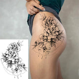 Qfdian  Realistic Sexy Peony Tattoos Temporary Women Adult Flower Arm Tattoos Sticker Waterproof Fake Floral Bloosom Body Leg Art Tatoos