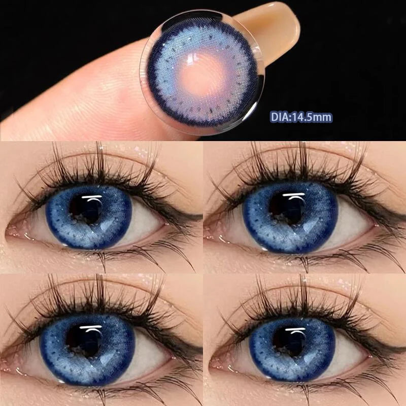 YIMEIXI 2pcs New Colored Contact Lens for Eye with Prescription Myopia Blue Eye Lenses Anime Large Diameter Pupil