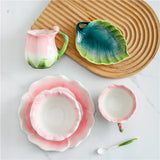 Qfdian Ceramic Rose Coffee Cup Saucer Exquisite Butterfly Kettle Afternoon Camellia Flower Teacup Flower Decoration Milk Coffee Cup New