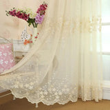 Qfdian  European Pastoral Embroidered Flower Curtains for Living Dining Room Bedroom White Gauze Bay Window Korean Window Screen Balcony