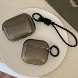 Qfdian  For Airpods Transparent Black Case Earphone Soft Leather Hand Rope Cover For Airpods 1 2 3 4 Generations Pro 2 Snowflake Shell