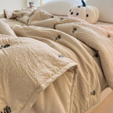 Qfdian  Japanese Minimalism Skin-friendly Summer Blanket Soft Breathable Single Double Duvet Washed Embroidered Comfortable Thin Quilt