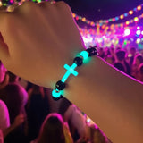 Qfdian  New Stylish Cross Glow-In-The-Dark Bracelet From Europe and America Featuring A Unique Luxurious Design