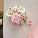 Qfdian  full screen pink plaid cherry suitable for airpods4 earphone cover pro second generation airpodspro2 protective cover