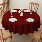 Qfdian  Solid Color Circular Tablecloth Waterproof Oil Proof Dustproof Dining Table Decoration Hotel Restaurant Tablecloth Cover Cloth