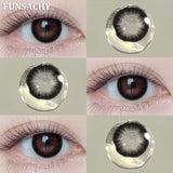 Qfdian  1 Pair Color Contact Lenses Beauty Eyes Pupils Fashion Makeup Beauty Cosmetics Soft Green Natural Brown Lens Yearly Use