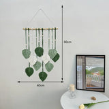 Qfdian  Nordic Woven Leaf Design Wall Hanging Tapestry Tassel Pendant Bedroom Background Wall Hanging Wall Carpet Room Decoration