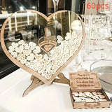 Qfdian  Wooden Heart-Shaped Butterfly Wedding Party Guest Books Commemoration Wedding New Year Decoration Wedding Birthday Home Ornament