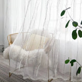 Qfdian  Modern Simple Luxury White Striped Study Embroidered Balcony Solid Color Curtains for Living Dining Room Bedroom Windows Door