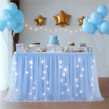 Qfdian  Birthday Party Atmosphere Table Skirt Tablecloth Wedding Hotel Gathering Dessert Table Skirt Props LED Luminous Night Decoration