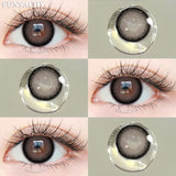 Qfdian  1pair Colorcon Contact Lenses Green Color Lens Natural Brown Eye Contacts Gray Pupils Beautiful Cosmetic Yearly Lenses