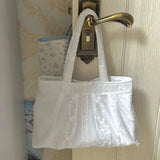 Qfdian  Japanese Lace Embroidery Top-Handle Bags Tender Fairy Elegant Shoulder Underarm Bag Y2k Aesthetic Ins Women Purses and Handbags