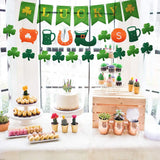 Qfdian  Green Hollow Lucky Irish Shamrock Clover Fabric Triangle Banner Flag St. Patrick’s Day Party Shamrock Garland Hanging Decoration