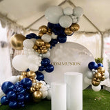 Qfdian  Navy Blue Balloons Arch Garland Kit White Chrome Gold Ballon Arch Graduation Decoration Wedding Baby Shower Birthday Party Decor