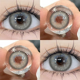 Qfdian 1Pair New Colored Contact Lenses for Eyes Brown Lenses Green Eye Lenses Gray Pupils Yearly Cosmetic Eye Contact Lens