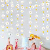 Qfdian  Daisy Party Decorations Yellow White 3D Daisy Polka Dot Garland Streamer for Birthday Baby Shower Retro Groovy Hippie Decoration