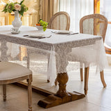 Qfdian  1pc Romantic Lace Table Cloth Embroidered Dining Tablecloths Dustproof Rectangular Coffee Table Cover Wedding Decor Supplies