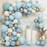 Qfdian  134Pcs Blue Sand White Balloons Arch Kit,for Student Birthday Party Wedding Baby Shower Anniversary Engagement Graduation Decor