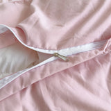 Qfdian  Korean Princess Style Pink Sweet Seersucker Bedding Set Soft Skin-friendly Duvet Cover Set Bed Sheet and Pillowcases 3/4pcs