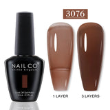 Qfdian  15ml UV Gel Nail Polish Semi Permanent Gel Varnish Enamel Brown Nail Gel Design Red Nails Art Nude Color Glitter Manicure