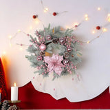 Qfdian  New Christmas Pink Wreath With Balls Artificial Plant Rattan Garland Christmas Rattan Hanging Ornament For New Year Home Decor