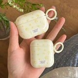Qfdian Korea Cute Full Yellow Flower Gloss Soft Protection Case For Apple AirPods 1 2 3 4 Pro 2 Cover Shockproof Funda With Keychain