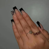 Qfdian 24Pcs Nude White French Fake Nail Short Square Nail Tips Fashion Wearable False Nails with Glue Simple Full Cover Press on Nails