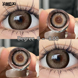 YIMEIXI 2pcs Colored Contacts for Eyes Nature Brown Colorful Eyes Prescription Lenses for Myopia Soft Round Yearly