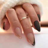 Qfdian 24Pcs Short Round Head False Nails Glitter Pink Almond Fake Nails Strawberry Full Cover Press on Nails Wearable Nail Tips