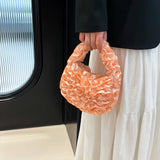 Qfdian Japanese Sweet Girls Pleated Ruffled Top-Handle Bags Fairy All Match Women Chic Clutches Trendy Y2k Aesthetic Purse and Handbags