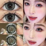 Qfdian  2Pcs New Eyes Color Contact Lenses with Myopia Diopter Natural Eyes Color Lenses Beautiful Pupil Yearly Use Fast Shipping