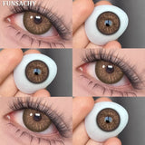 Qfdian  2pcs Color Brown Contact Lenses for Eyes Fashion Natural Gray Softlens Eye Makeup Contacts Yearly Cosmetic Color Lens