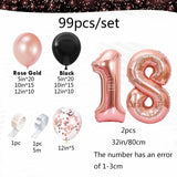 Qfdian  99pcs Rose Gold 18th Birthday Party Decoration ,18th Birthday Balloons for Garland Arch Set for Birthday Parties and Adult Decor
