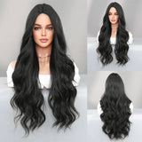 Qfdian  Long Curly Light Brown Wig For Women Daily Use High Density Layered Middle Part Hair Wigs Synthetic Wig With Fluffy Wig