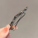 Qfdian  Sparkling Black Crystal Glass Flower Spring Loaded Hair Clip for Women Girls Back Head Bun Top Barrette Temperament Daily Party