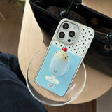 Qfdian 3D Ice Cream Stand Holder Phone Case For Iphone 16ProMax 13 14 15 16 Pro Max 16Pro 15ProMax 15Pro 14Pro Cover Fundas