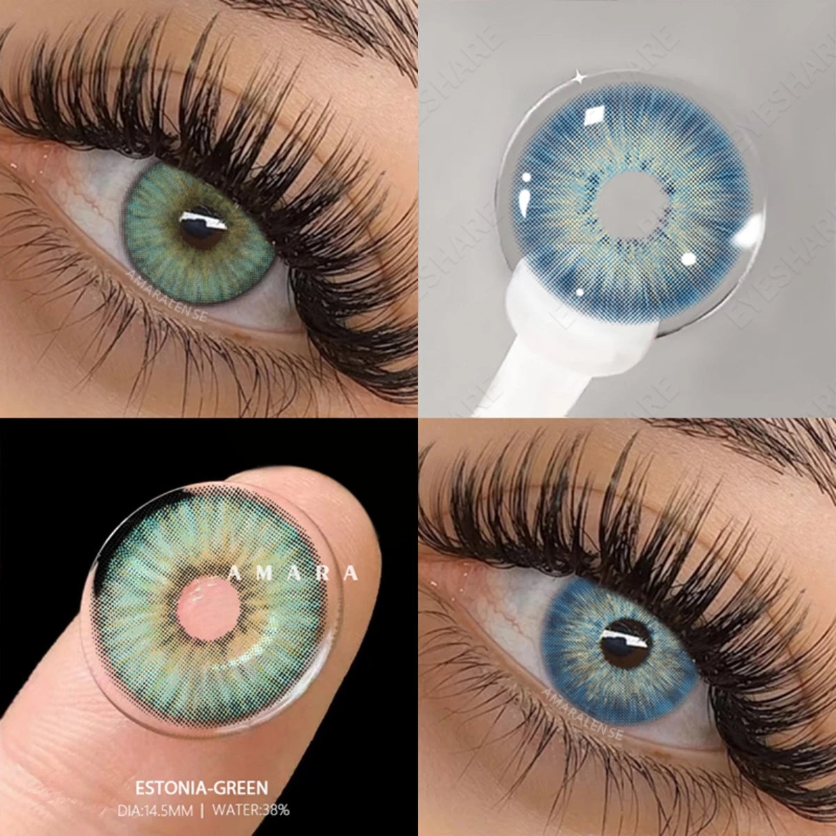 AMARA 1 Pair Colored Contact Lenses for Eyes Natural Lenses for Eyes Blue Contact Lenses Fashion Lenses Green Eye Cosmetic